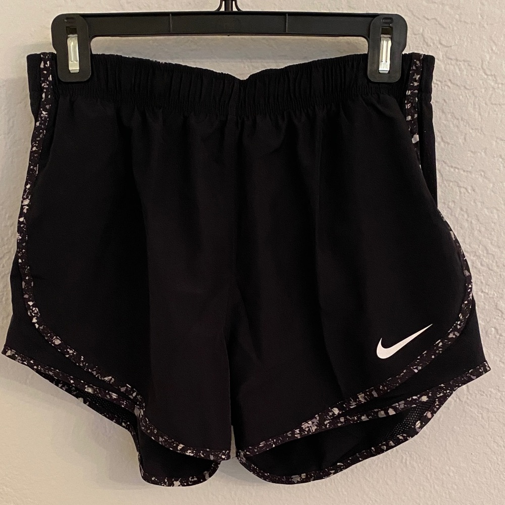 Nike Women's Black Athletic Shorts with Patterned Trim